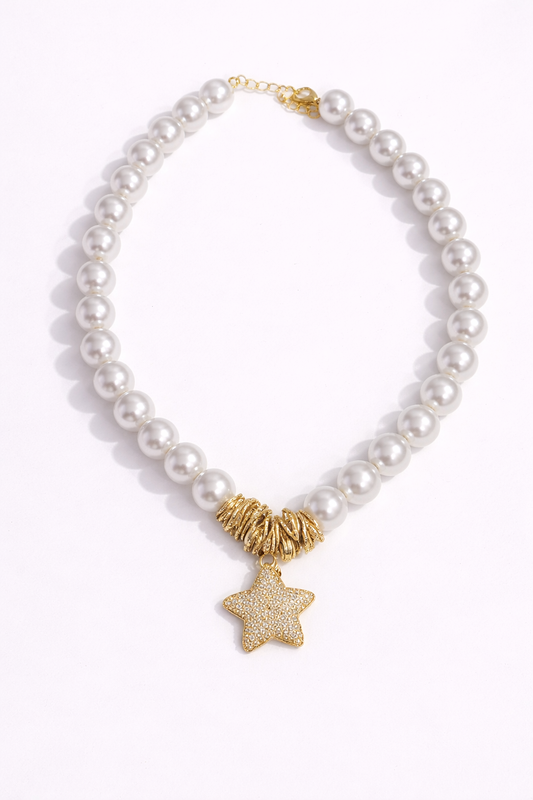 Golden Star Pearl Necklace