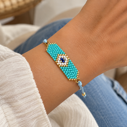 Turquoise Evil Eye Beaded Bracelet