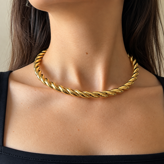 Golden Twist Choker Necklace