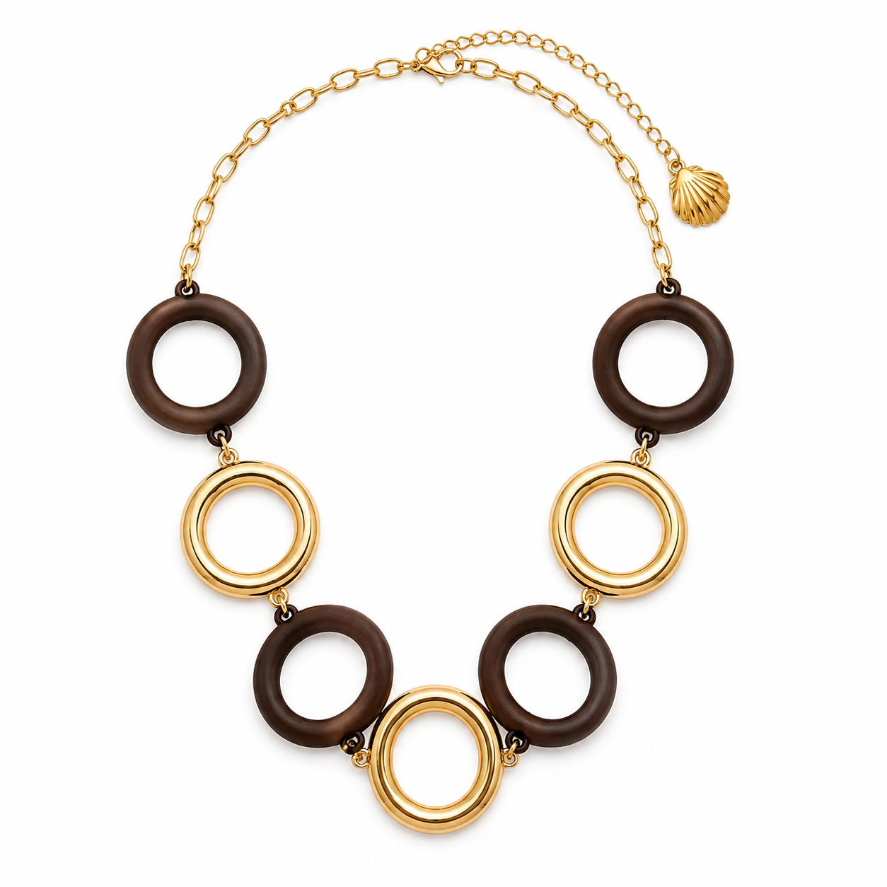 Brown & Gold Circle Statement Necklace