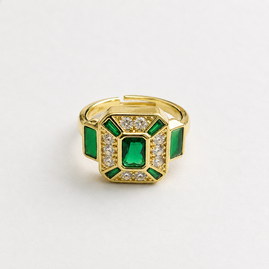 Emerald Royale Statement Ring- Adjustable