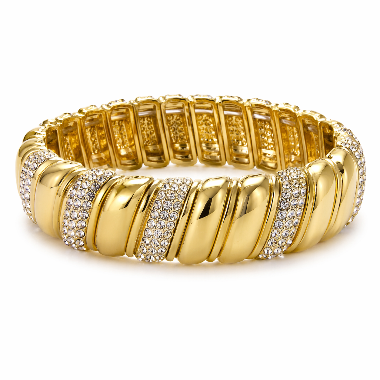 Golden Crystal Twist Bangle