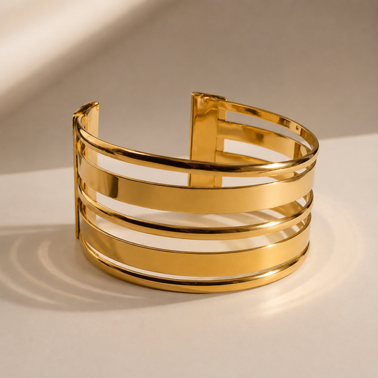 Golden Horizon Multi-Layer Cuff Bracelet