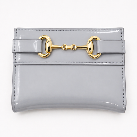 Sky Patent Luxe Wallet – Gold Horsebit Detail