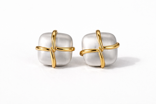 Pearl Cross Luxe Stud Earrings