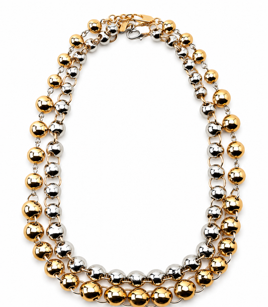 Dual Tone Beaded Statement Necklace