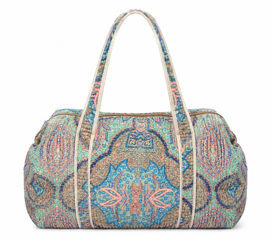 Azure Paisley Quilted Weekender Bag
