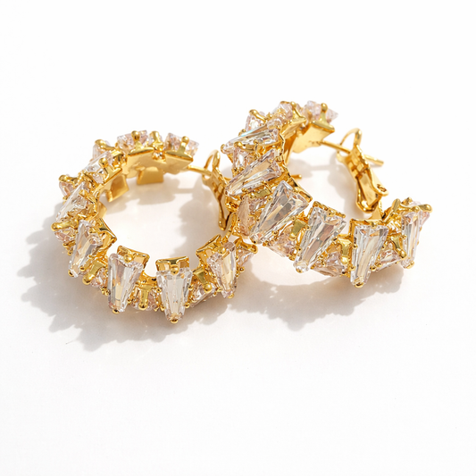Luxe Crystal Hoop Earrings – Gold Statement Shine