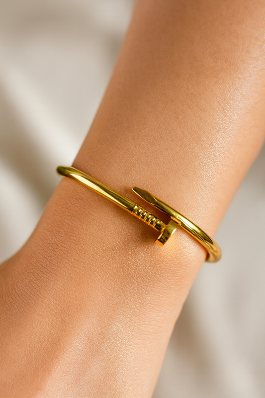 18K Gold-Plated Nail Bangle – Waterproof & Timeless