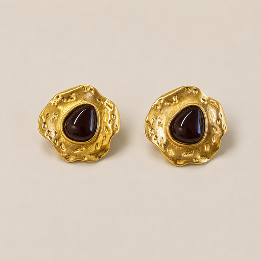 Golden Ember Stone Earrings