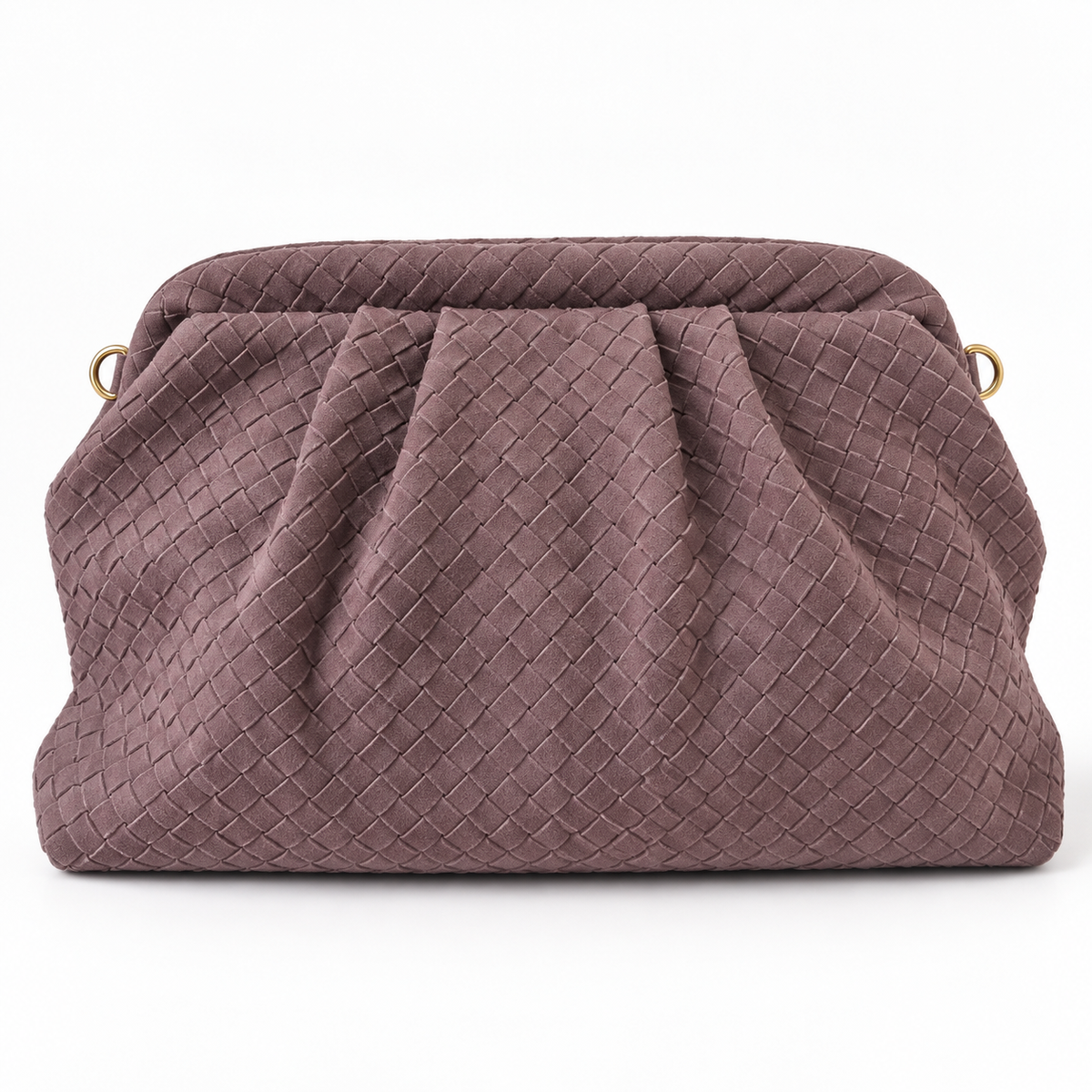 Woven Suede Shoulder Bag – Mocha