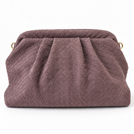 Woven Suede Shoulder Bag – Mocha