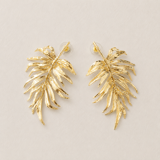Golden Palm Leaf Earrings
