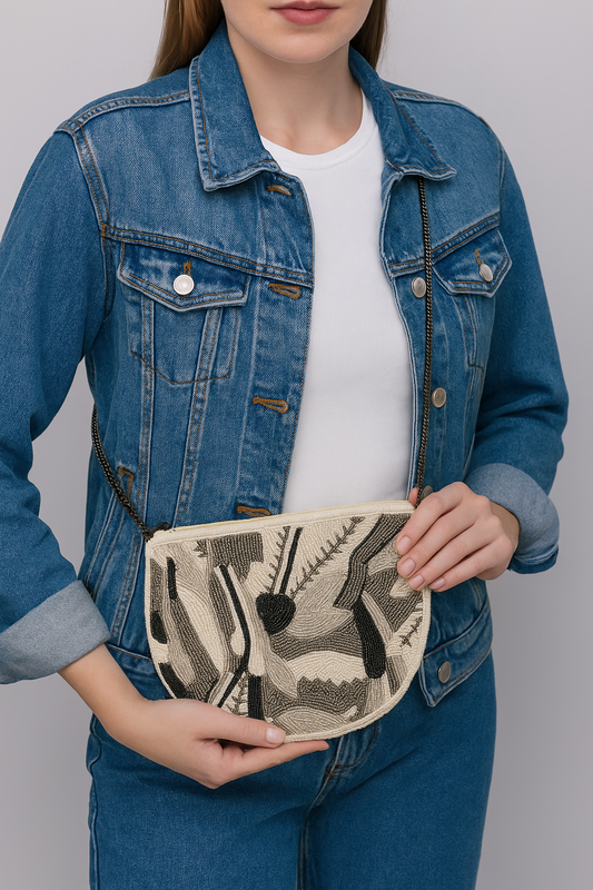 Noir Bloom Beaded Crossbody