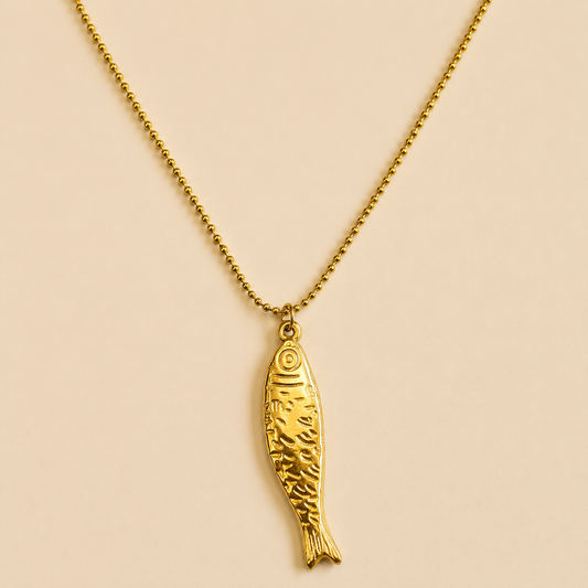 Golden Sardine Pendant Necklace