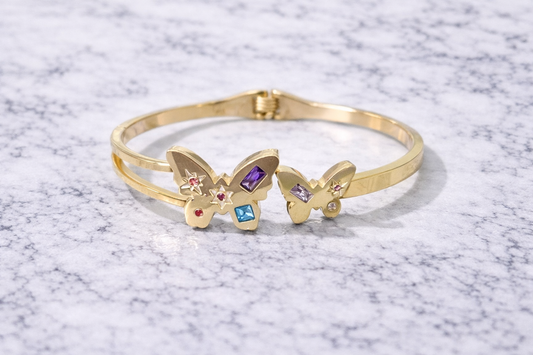Butterfly Gem Gold Bangle
