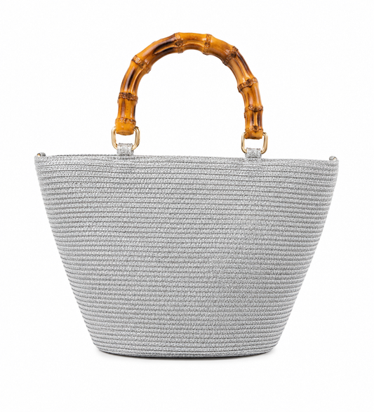 Silver Dune Bamboo Handle Tote Bag