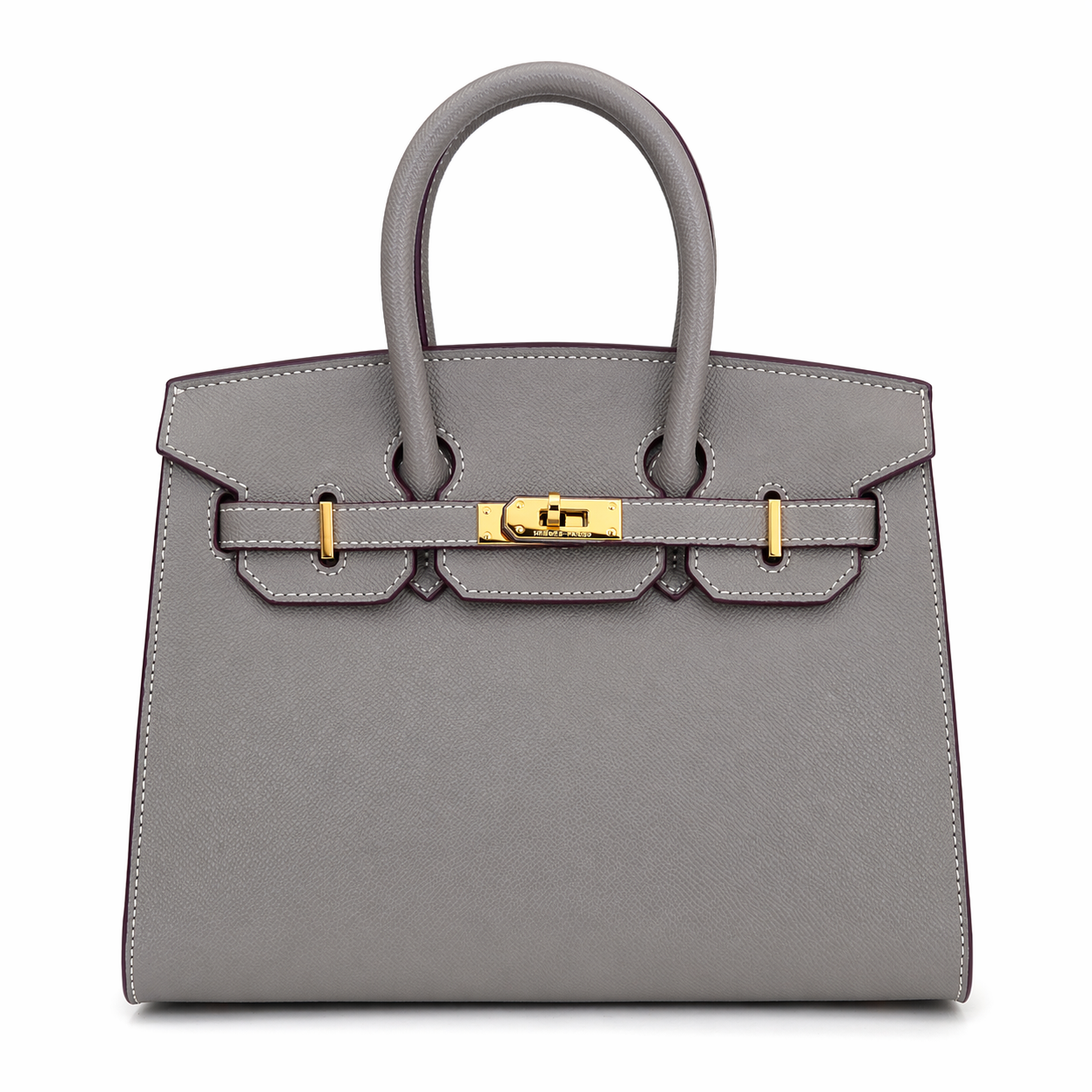 Stone Grey Luxe Structured Handbag