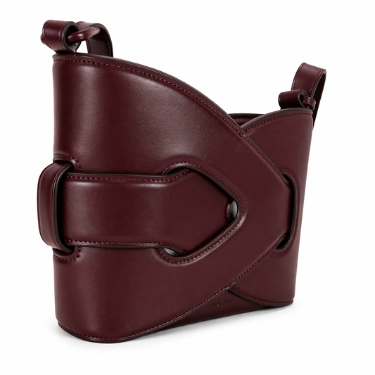 Bordeaux Sculpted Leather Shoulder Bag
