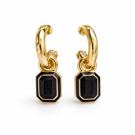Midnight Noir Crystal Drop Hoops