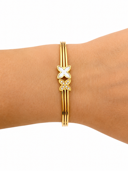 Butterfly Duo Gold Cuff Bracelet