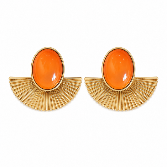 Sunburst Amber Statement Earrings
