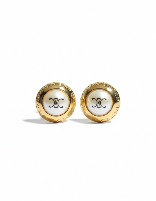 Chunky Gold Hoop with Pearl Drop