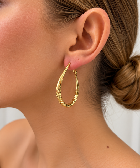 Golden Teardrop Hoop Earrings