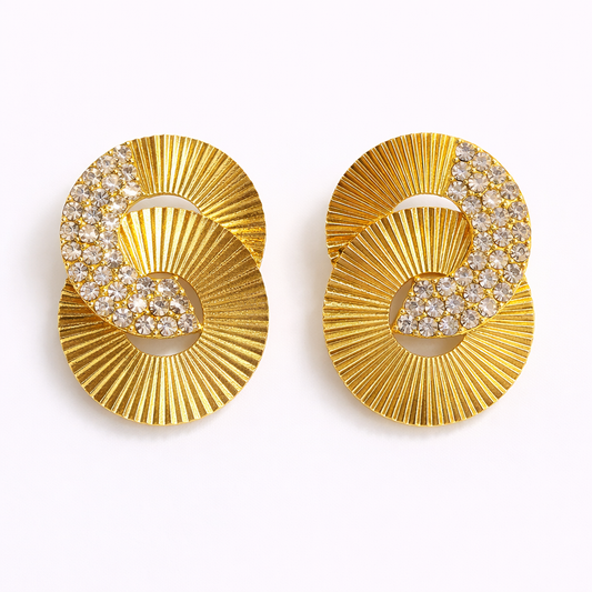 Golden Radiance Crystal Statement Earrings