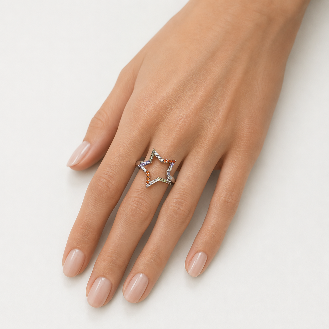 Celestial Crystal Star Adjustable Ring