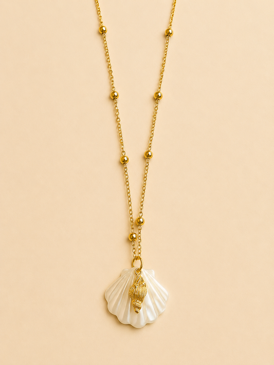 Golden Shell Charm Necklace
