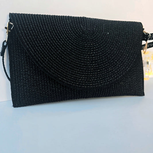 Midnight Elegance Woven Clutch