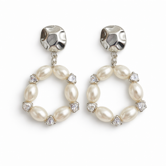 Luxe Pearl Zircon Circle Earrings