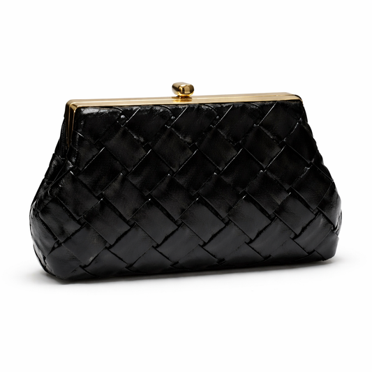 Noir Woven Luxe Clutch