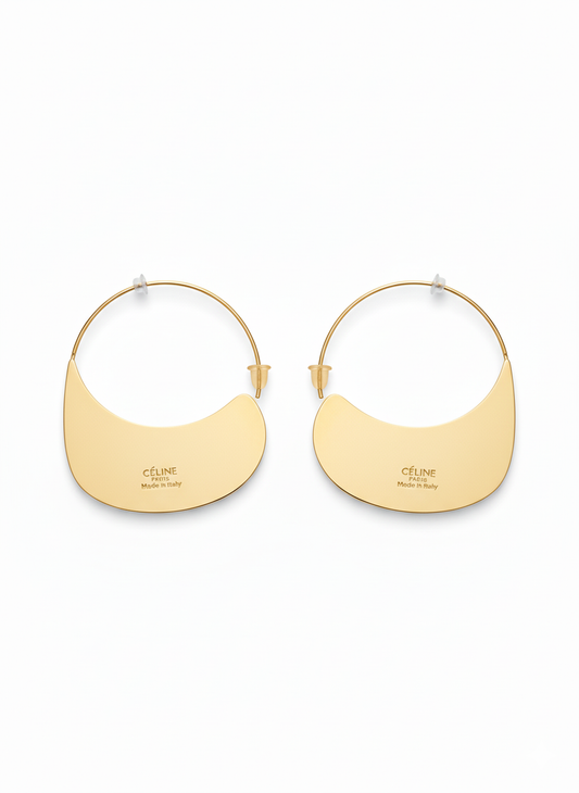 Sculptural Crescent Hoop Earrings (Gold)