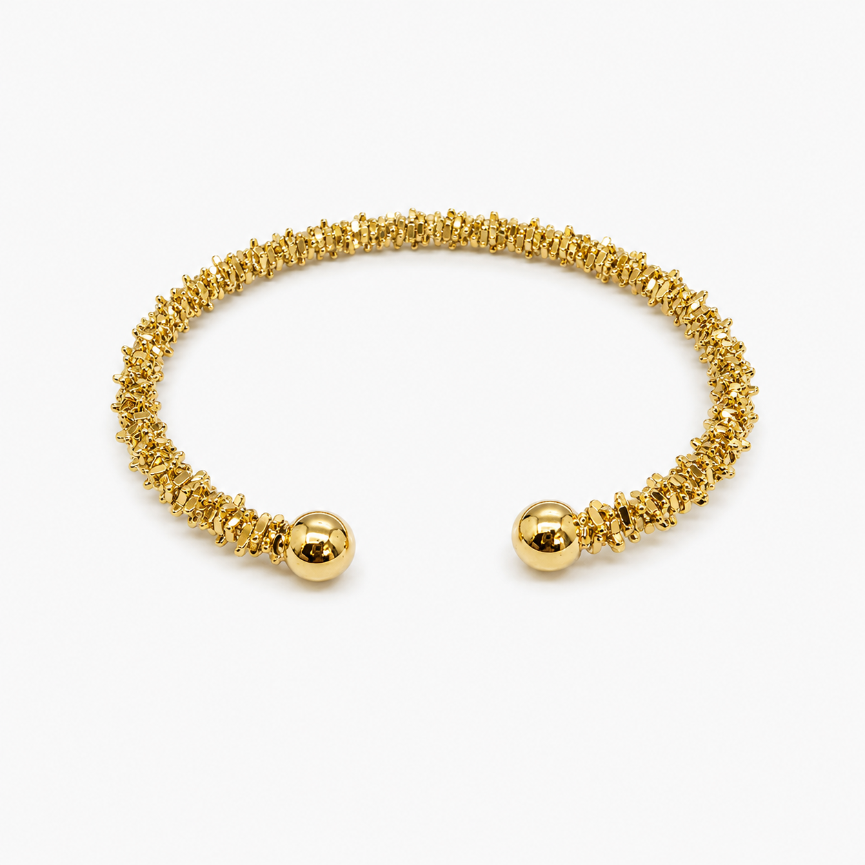 Golden Textured Open Cuff Bracelet