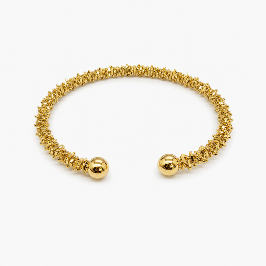 Golden Textured Open Cuff Bracelet