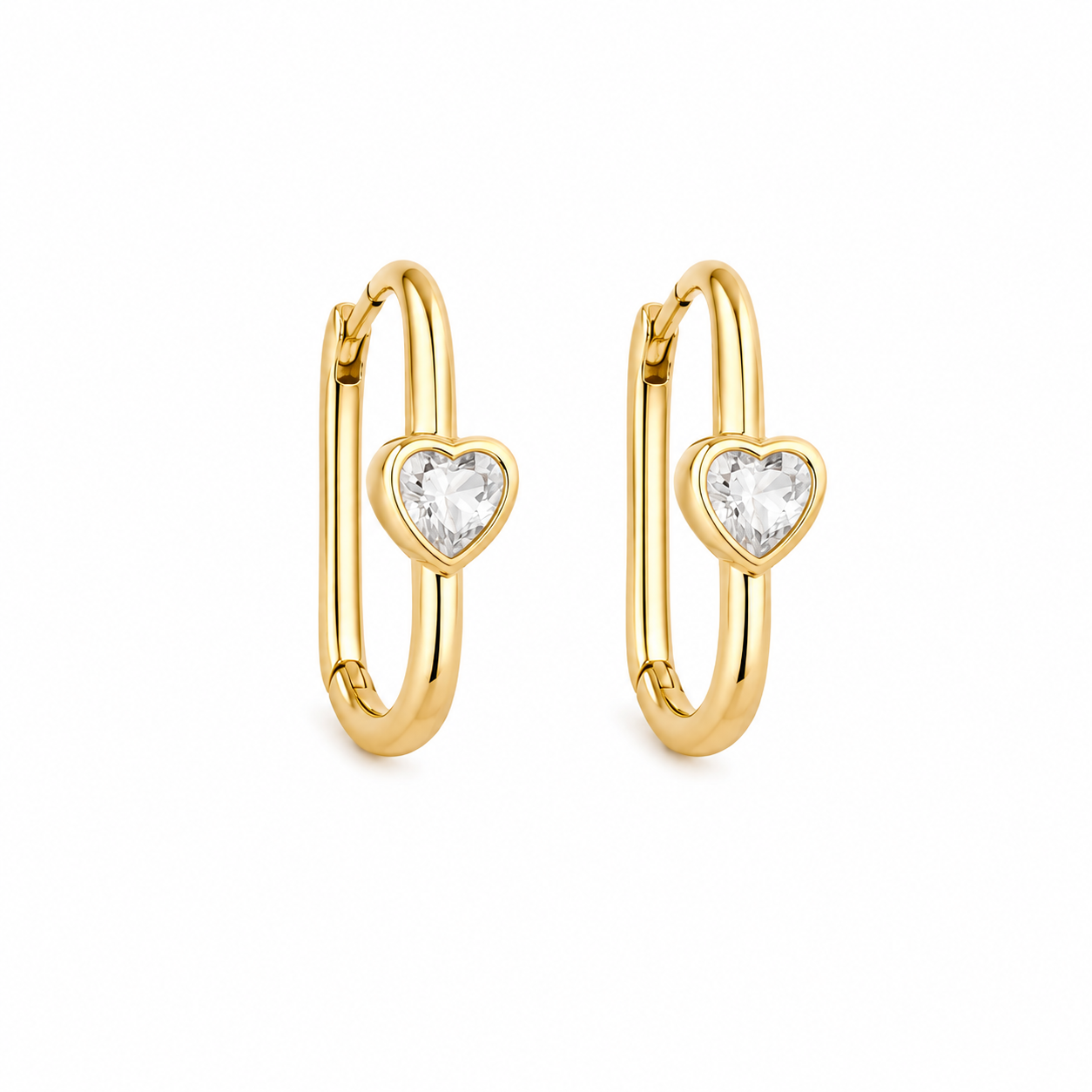 Crystal Heart Hoop Earrings