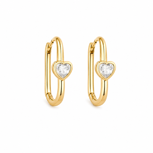 Crystal Heart Hoop Earrings