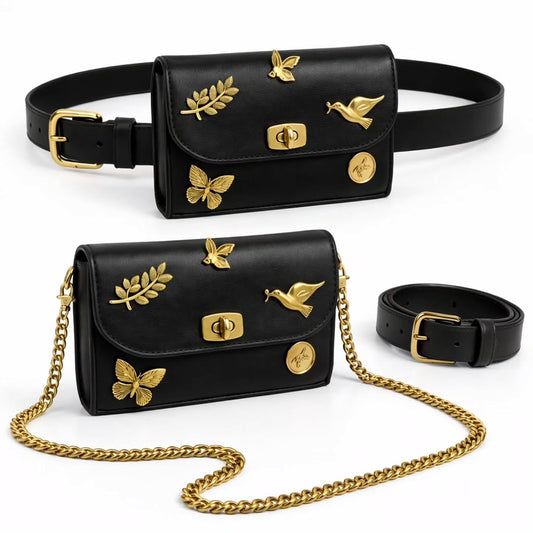 Noir Gold Charm Bag – Luxe Belt & Chain Edition