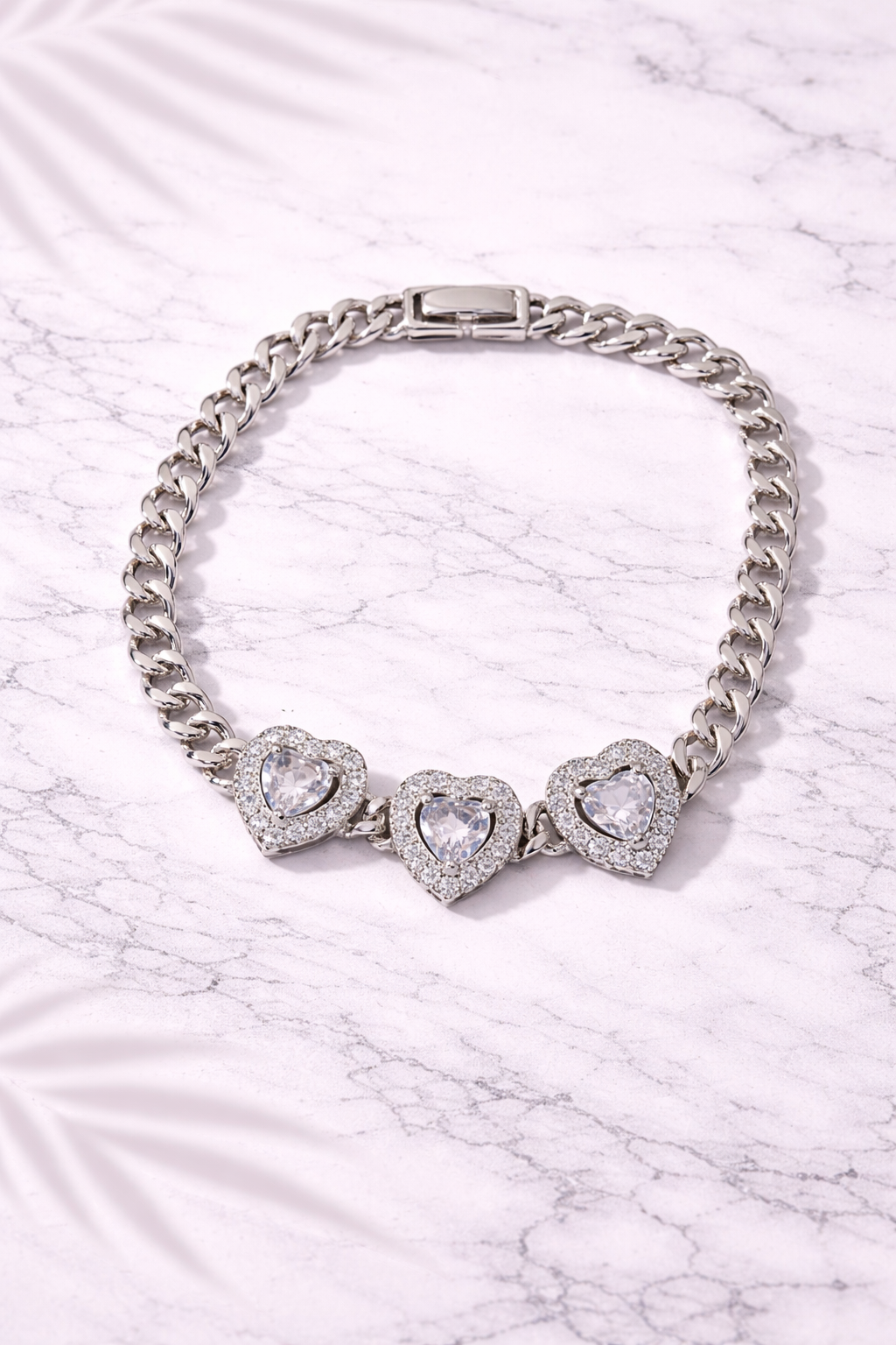 Crystal Heart Chain Bracelet