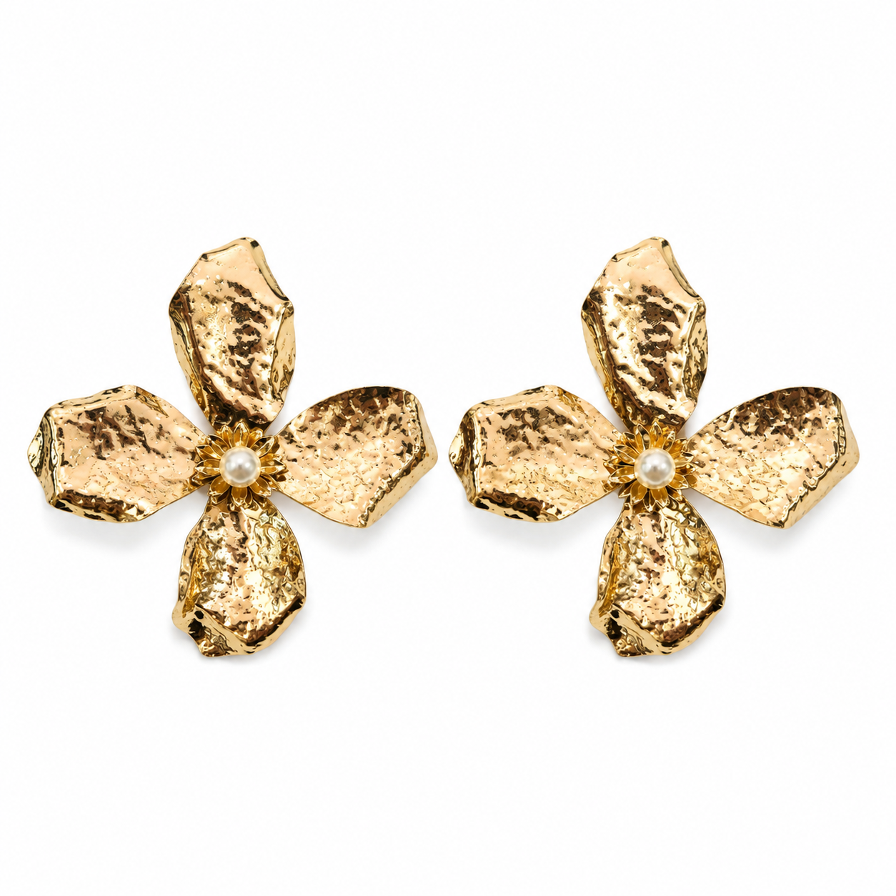 Bold floral statement earrings featuring