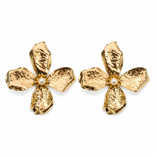 Bold floral statement earrings featuring