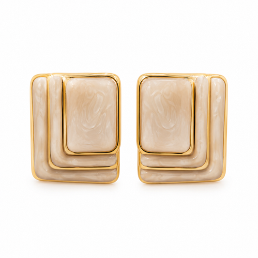 3D Ivory Geometric Statement Earrings